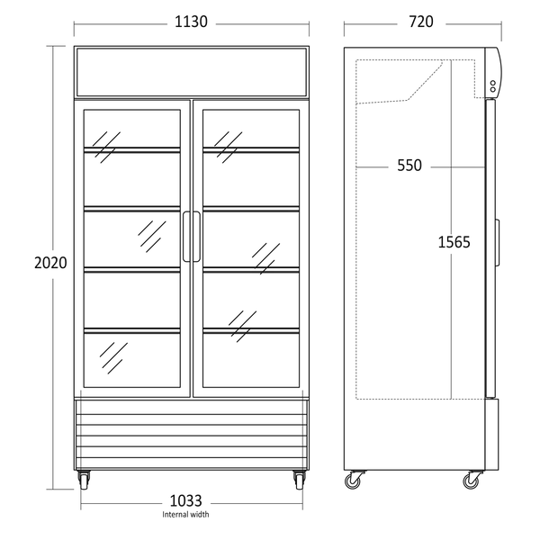 Display køleskab 764 liter - SD 1002 BSLE Scandomestic