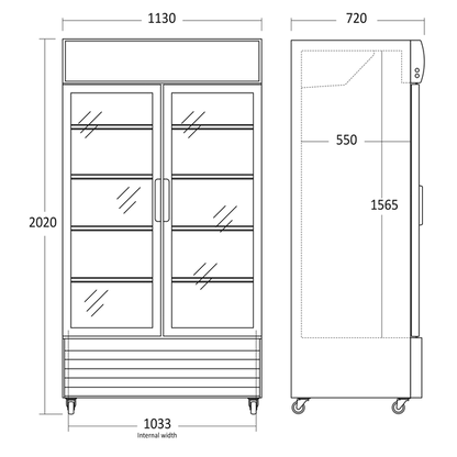 Display køleskab 879 liter - SD 1002 HE Scandomestic