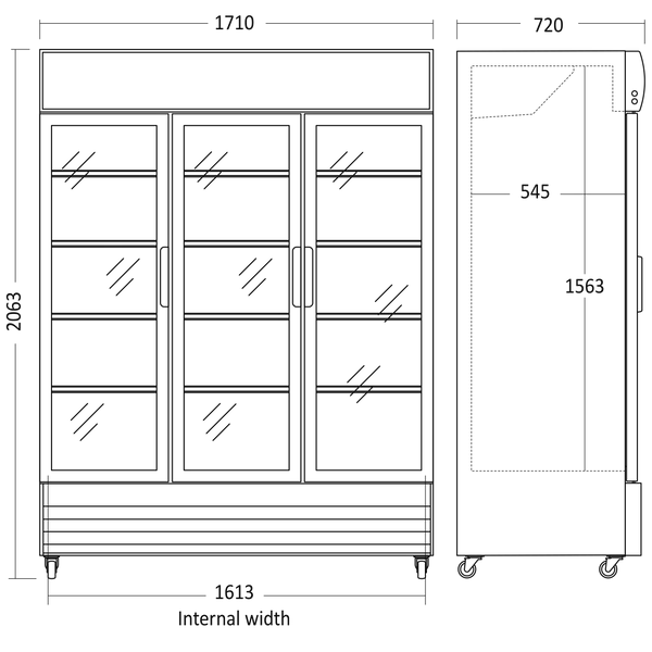 Display køleskab 1383 liter - SD 1502 BHE Scandomestic