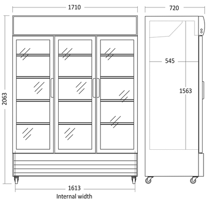 Display køleskab 1383 liter - SD 1502 BHE Scandomestic
