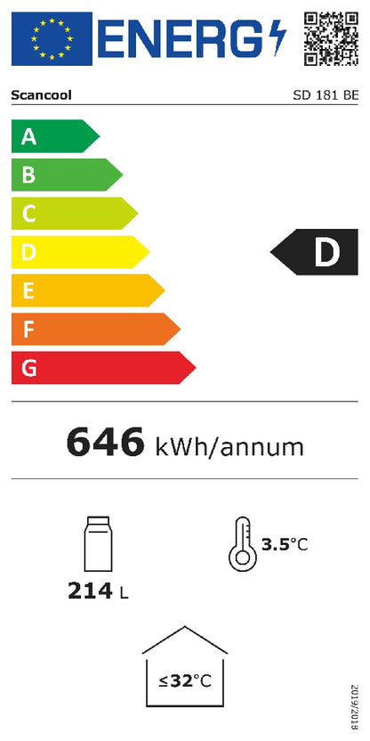 Display køleskab 214 liter - SD 181 BE Scandomestic
