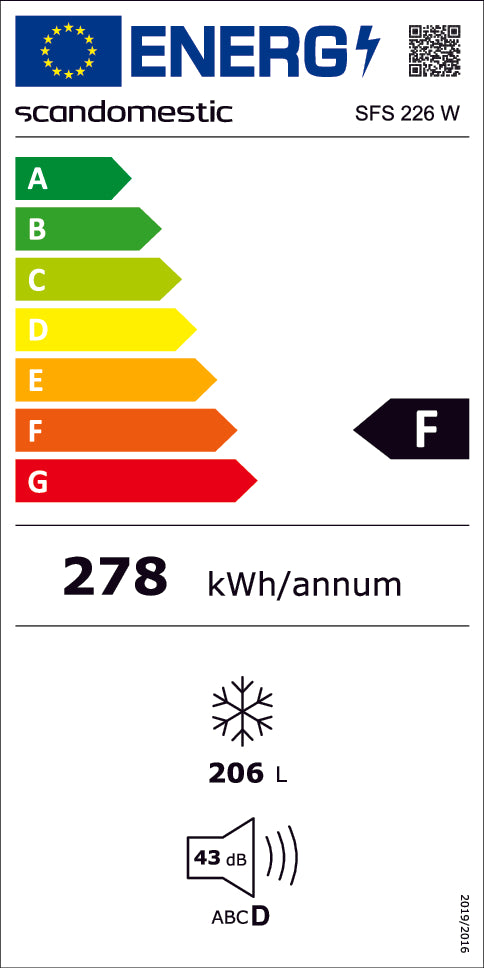 Fryseskab 206 liter - SFS 226 W Scandomestic
