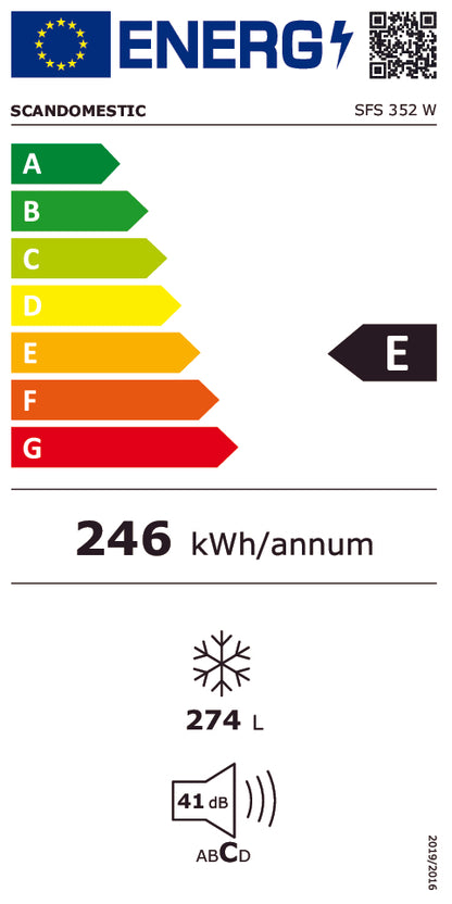 Fryseskab 274 liter - SFS 352 W Scandomestic