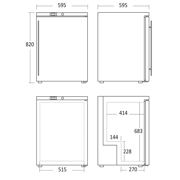 Lagerkøleskab rustfrit stål 145 liter - SK 145 E Scandomestic