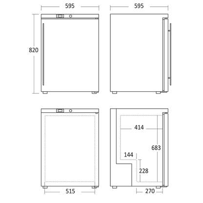 Lagerkøleskab rustfrit stål 145 liter - SK 145 E Scandomestic