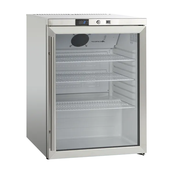 Lagerkøleskab rustfrit stål 148 liter med glaslåge - SK 145 GDE Scandomestic