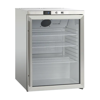 Lagerkøleskab rustfrit stål 148 liter med glaslåge - SK 145 GDE Scandomestic