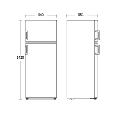 køle/fryseskab 212 liter Rustfri stål - cbf 211 xd Scandomestic