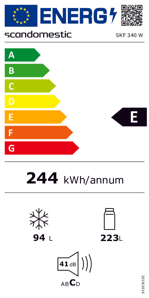 Køle/fryseskab 317 liter - SKF 340 W Scandomestic