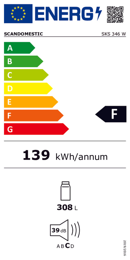 Køleskab 326 liter -  SKS 346 W Scandomestic