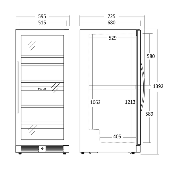 Vinkøleskab SV 104 B til 90 flasker - 2 zoner - Scandomestic