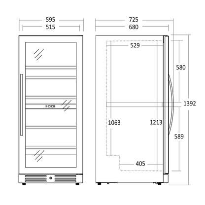 Vinkøleskab SV 104 B til 90 flasker - 2 zoner - Scandomestic