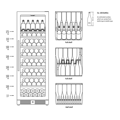 Vinkøleskab SV 111 B til 126 flasker - 1 zone - Scandomestic