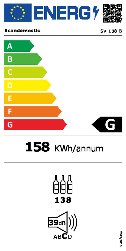 Vinkøleskab SV 138 B til 138 flasker - 1 zone - Scandomestic