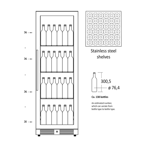 Vinkøleskab SV 138 B til 138 flasker - 1 zone - Scandomestic