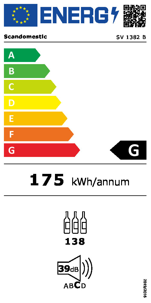 Vinkøleskab SV 1382 B til 138 flasker - 2 zoner - Scandomestic