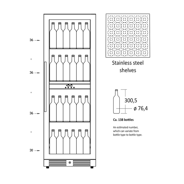 Vinkøleskab SV 1382 B til 138 flasker - 2 zoner - Scandomestic