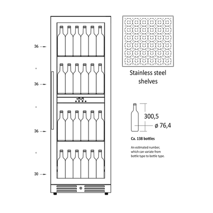 Vinkøleskab SV 1382 B til 138 flasker - 2 zoner - Scandomestic
