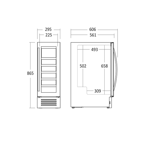 Vinkøleskab SV 19 B til 18 flasker - 1 zone - Scandomestic