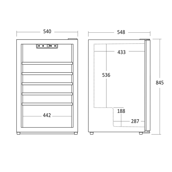 Vinkøleskab SV 45 B til 45 flasker - 1 zone - Scandomestic