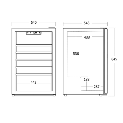 Vinkøleskab SV 45 B til 45 flasker - 1 zone - Scandomestic