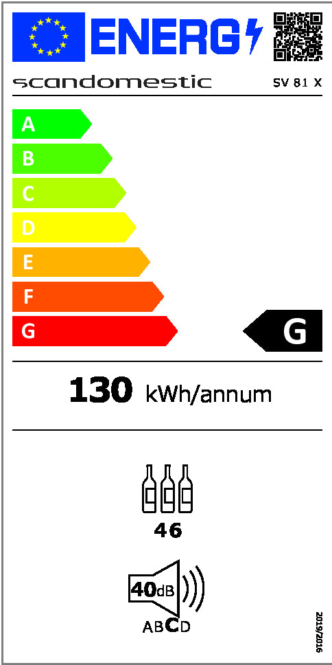 Vinkøleskab SV 81 X til 46 flasker - 1 zone - Scandomestic