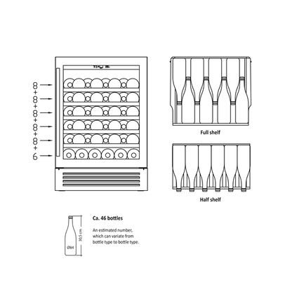 Vinkøleskab SV 81 X til 46 flasker - 1 zone - Scandomestic