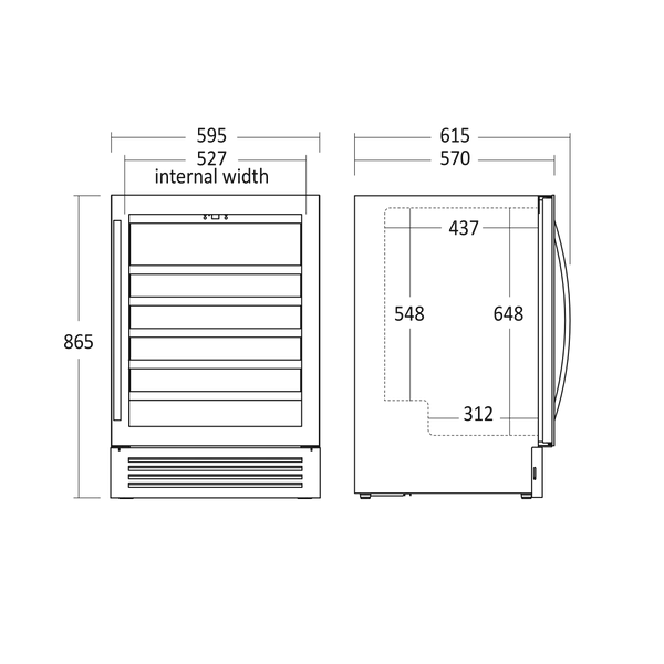 Vinkøleskab SV 81 X til 46 flasker - 1 zone - Scandomestic