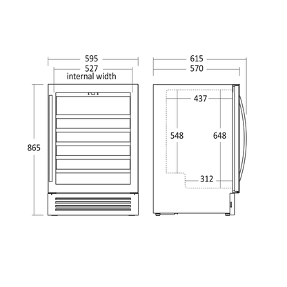 Vinkøleskab SV 81 X til 46 flasker - 1 zone - Scandomestic