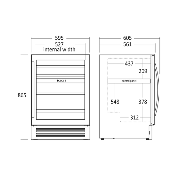Vinkøleskab SV 85 B til 44 flasker - 2 zoner - Scandomestic