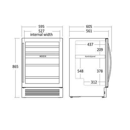 Vinkøleskab SV 85 B til 44 flasker - 2 zoner - Scandomestic