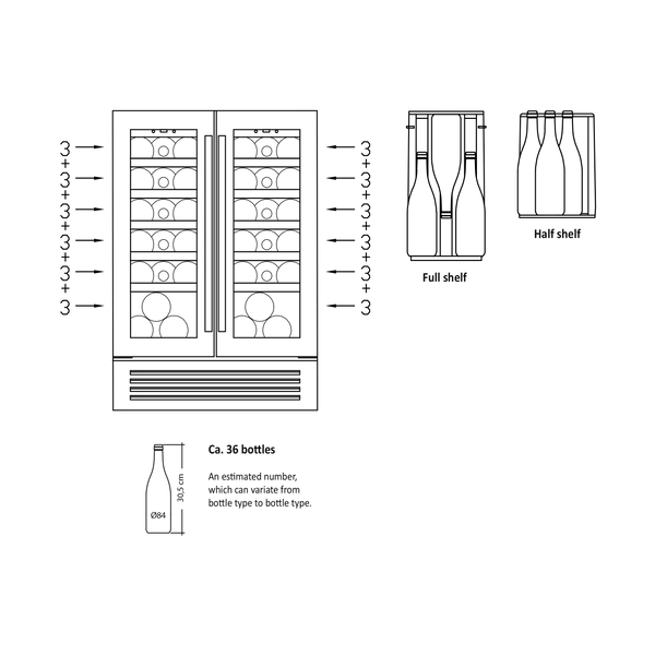 Vinkøleskab SV 91 X - Til 36 flasker - 2 Zoner – Scandomestic
