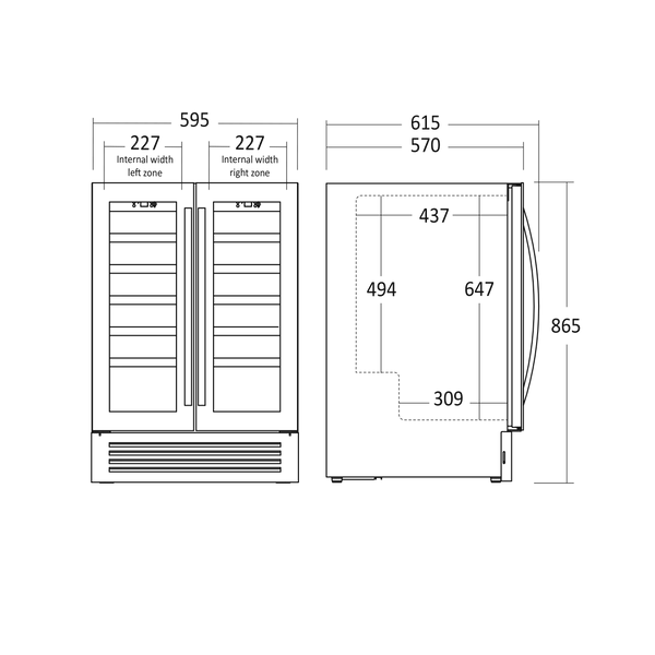 Vinkøleskab SV 91 X - Til 36 flasker - 2 Zoner – Scandomestic