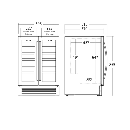 Vinkøleskab SV 91 X - Til 36 flasker - 2 Zoner – Scandomestic