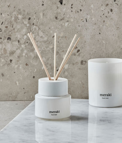 House Doctor Chic Spejl + Meraki Fresh Linen Duftpinde – Eksklusiv Boligpakke