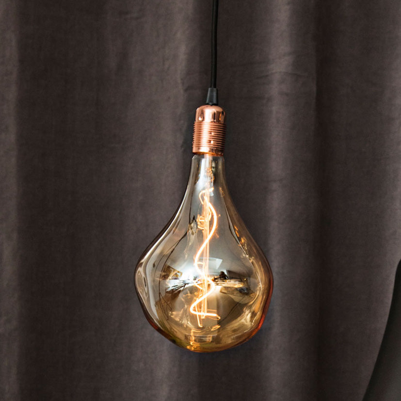 LAMPE + STOFLEDNING MED KOBBER FATNING - DANLAMP UNICA DE LUXE GOLD L