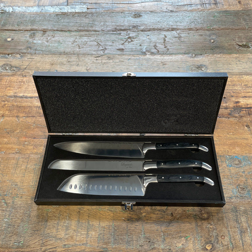 Laguiole kokkeknive 3 stk i sort ibenholt