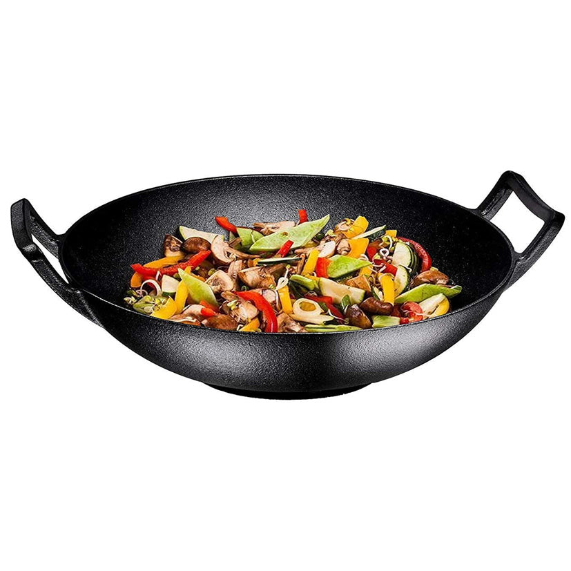 Wok i støbejern med låg