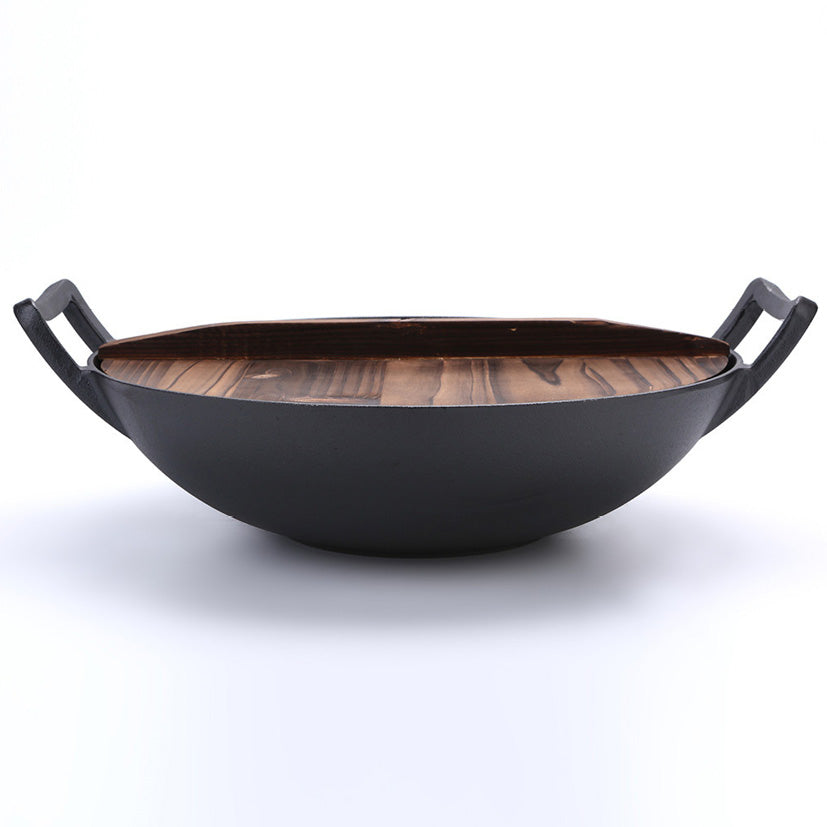 Wok i støbejern med låg