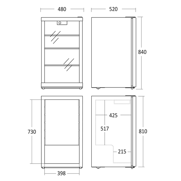 Display køleskab 110 liter - DKS 122 E Scandomestic