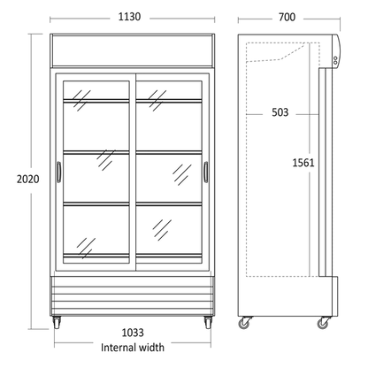 Display køleskab 764 liter - SD 1002 SLE Scandomestic