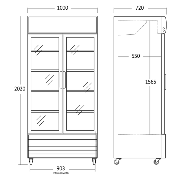 Display køleskab 776 liter - SD 802 BHE Scandomestic