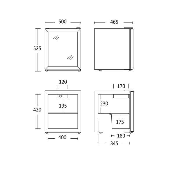 Display køleskab 48 liter sort - DKS 63 BE Scandomestic