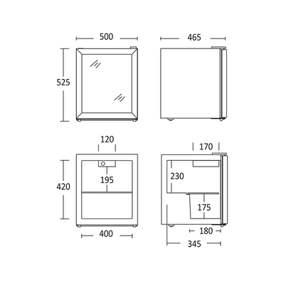 Display køleskab 48 liter sort - DKS 63 BE Scandomestic
