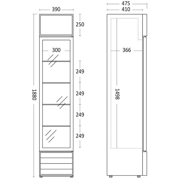 Display køleskab 160 liter - SD 217 E Scandomestic