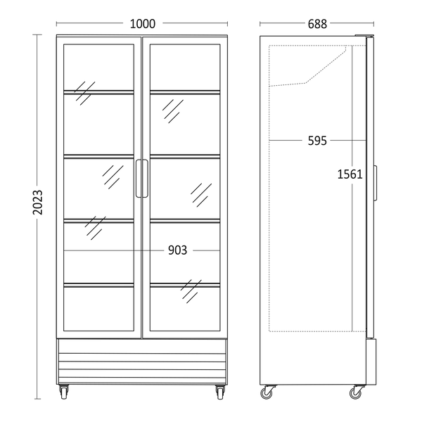 Display køleskab 776 liter sort - SD 826 BE Scandomestic