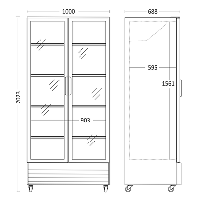 Display køleskab 776 liter sort - SD 826 BE Scandomestic