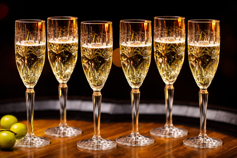 6 stk - Premium Champagneglas 17 cl CRYSTAL- GraMonty - Brudsikkert plastik