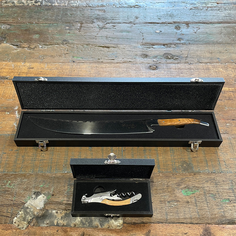 Laguiole pakkeløsning champagnesabel og proptrækker