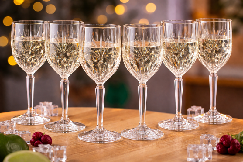 6 stk - Premium Vinglas 28 cl CRYSTAL- GraMonty - Brudsikkert plastik